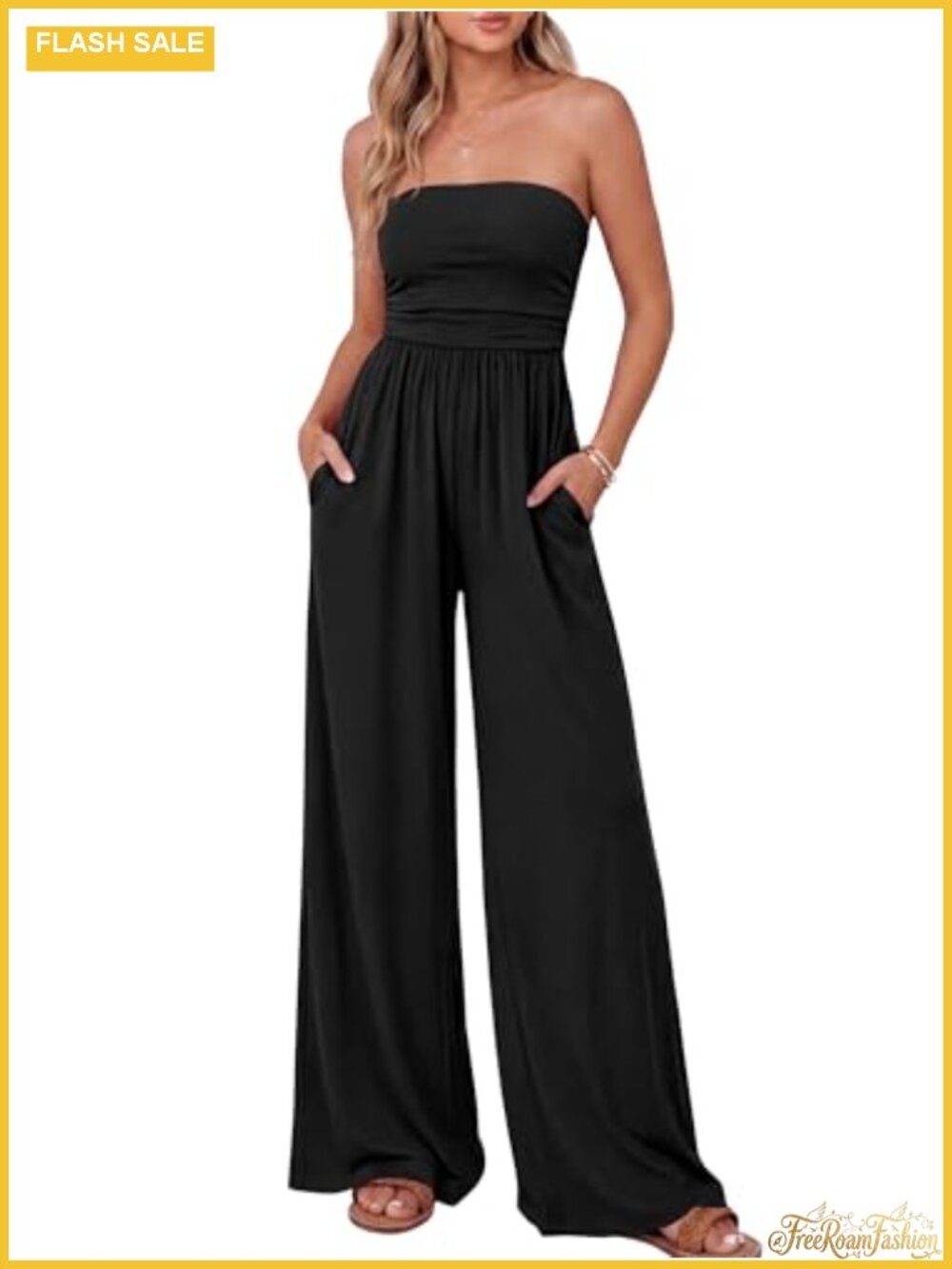 Strapless Wide Leg Jumpsuit for Women Casual Summer Romper